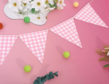 Yellow Gingham Flag Banner - Baby Shower Party Decorations,Gingham Pennant Flags,Nursery Decor Bunting,Gender Reveal Banner(yellow)