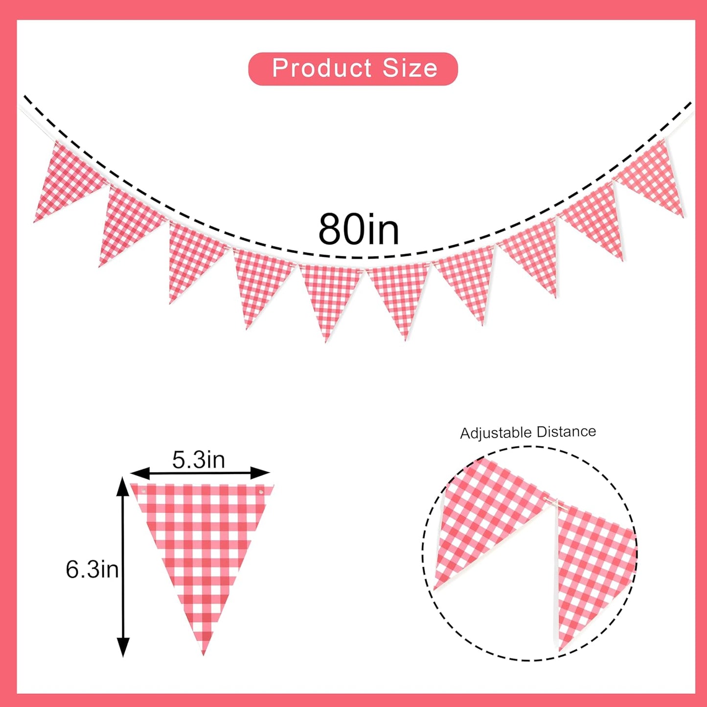 Yellow Gingham Flag Banner - Baby Shower Party Decorations,Gingham Pennant Flags,Nursery Decor Bunting,Gender Reveal Banner(yellow)