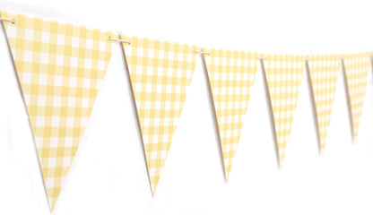 Yellow Gingham Flag Banner - Baby Shower Party Decorations,Gingham Pennant Flags,Nursery Decor Bunting,Gender Reveal Banner(yellow)