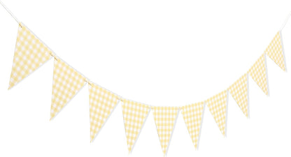 Yellow Gingham Flag Banner - Baby Shower Party Decorations,Gingham Pennant Flags,Nursery Decor Bunting,Gender Reveal Banner(yellow)