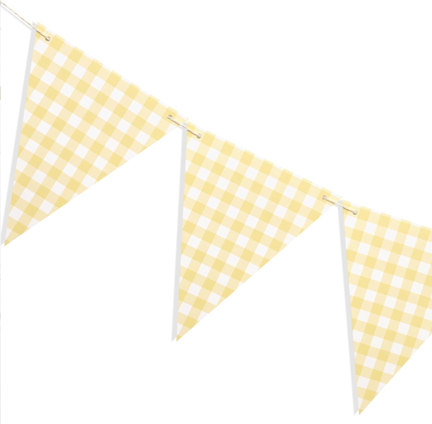 Yellow Gingham Flag Banner - Baby Shower Party Decorations,Gingham Pennant Flags,Nursery Decor Bunting,Gender Reveal Banner(yellow)