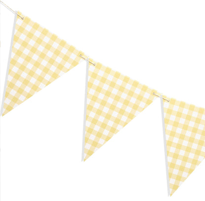 Yellow Gingham Flag Banner - Baby Shower Party Decorations,Gingham Pennant Flags,Nursery Decor Bunting,Gender Reveal Banner(yellow)
