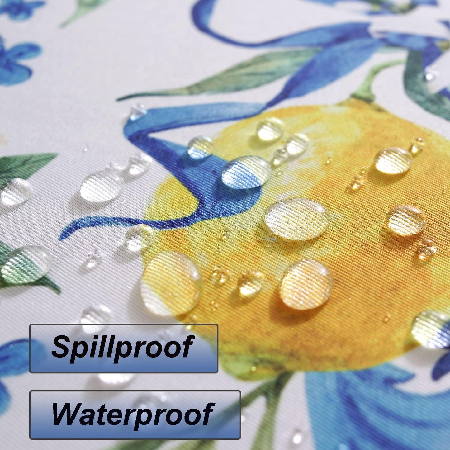 Lemon Tablecloth Washable Summer Table Cloth Printed with Lemons Flower Waterproof Spillproof Polyester Table Cover for Dinner Table Holiday Decoration (Rectangle, 52" x 70")