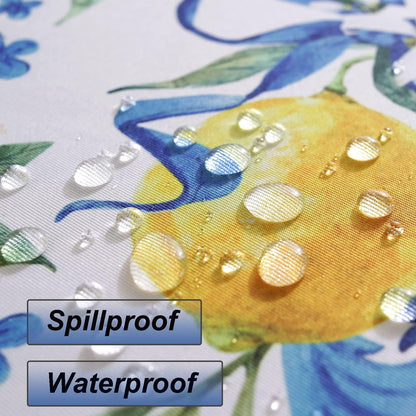Lemon Tablecloth Washable Summer Table Cloth Printed with Lemons Flower Waterproof Spillproof Polyester Table Cover for Dinner Table Holiday Decoration (Rectangle, 52" x 70")