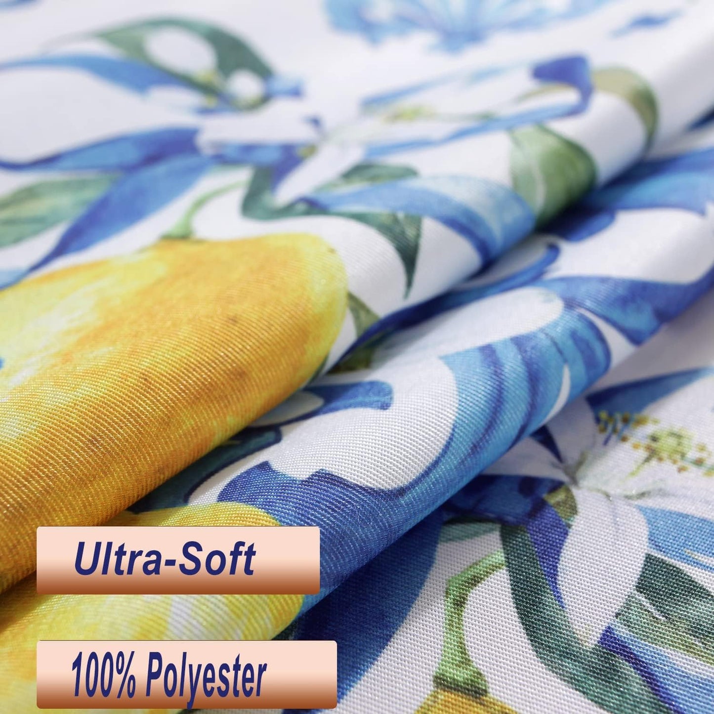 Lemon Tablecloth Washable Summer Table Cloth Printed with Lemons Flower Waterproof Spillproof Polyester Table Cover for Dinner Table Holiday Decoration (Rectangle, 52" x 70")