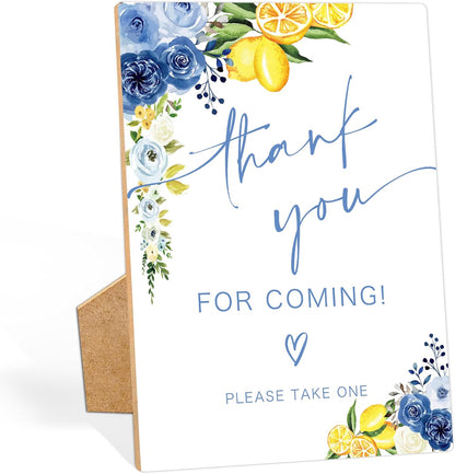 Floral Wedding Thank You for Coming Sign, Something Blue Bridal Shower Sign, Wooden Blue Lemon Bridal Shower Decorations, Party Supplies for Engagement Wedding Must Have for Reception and Ceremony, 37