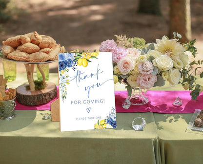 Floral Wedding Thank You for Coming Sign, Something Blue Bridal Shower Sign, Wooden Blue Lemon Bridal Shower Decorations, Party Supplies for Engagement Wedding Must Have for Reception and Ceremony, 37