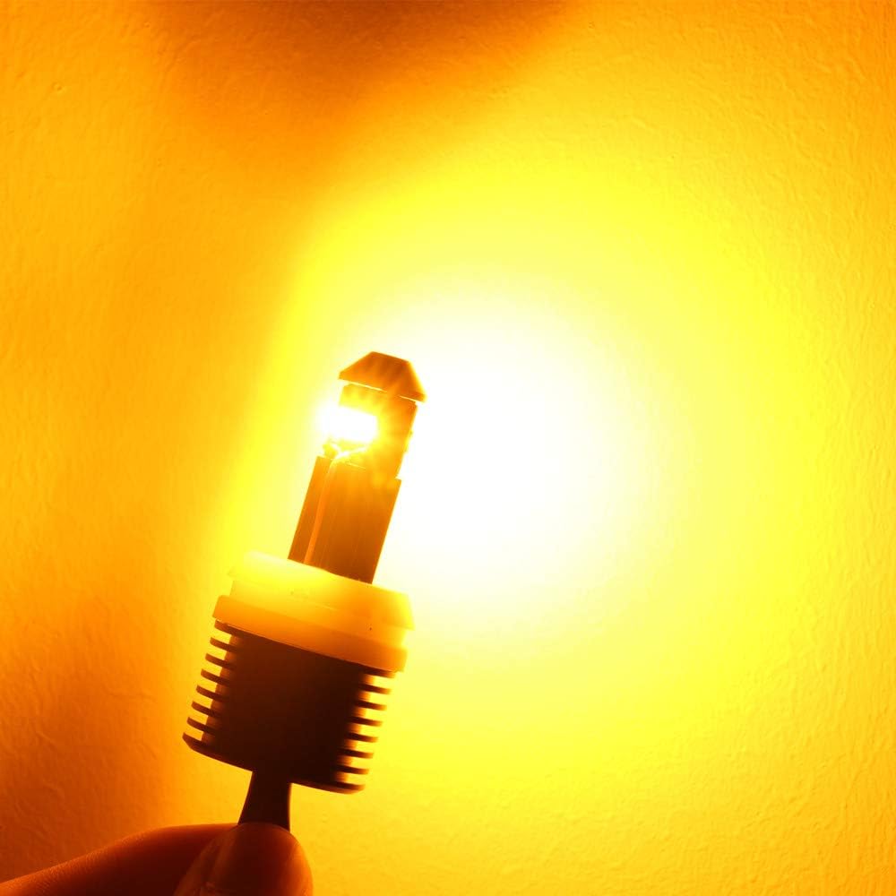 Alla Lighting Directly Plug & Play T20 7440 CANBUS LED Signal Light 1300 Lumens Error Free 21W Extremely Super Bright Amber Yellow 12V W21W 7441 WY21W LED Bulbs for Car Turn Signal Blinker Light