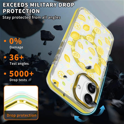 Magnetic Case for iPhone 17, Crystal Clear Phone Cover, Magnetic Charging Compatible, Anti-Yellowing Shockproof Drop Protection Aesthetic Phone Case for Women Girls, Bright Lemon Summer