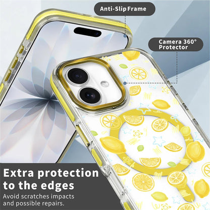 Magnetic Case for iPhone 17, Crystal Clear Phone Cover, Magnetic Charging Compatible, Anti-Yellowing Shockproof Drop Protection Aesthetic Phone Case for Women Girls, Bright Lemon Summer