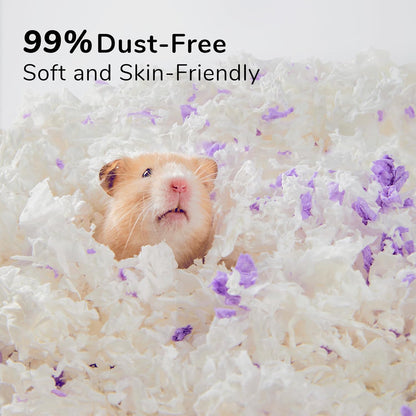 Dust-Free Soft Natural Paper Hamster Bedding with Odor Control, Strong Absorption, for Hamsters, Guinea Pig, Hedgehogs, Rabbits, Chinchilla, Rats, Mice, Small Animals, 80 Liters (White + Yellow)