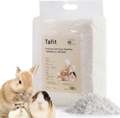 Dust-Free Soft Natural Paper Hamster Bedding with Odor Control, Strong Absorption, for Hamsters, Guinea Pig, Hedgehogs, Rabbits, Chinchilla, Rats, Mice, Small Animals, 80 Liters (White + Yellow)