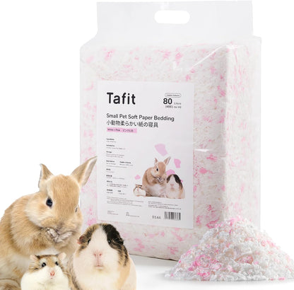 Dust-Free Soft Natural Paper Hamster Bedding with Odor Control, Strong Absorption, for Hamsters, Guinea Pig, Hedgehogs, Rabbits, Chinchilla, Rats, Mice, Small Animals, 80 Liters (White + Yellow)