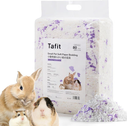 Dust-Free Soft Natural Paper Hamster Bedding with Odor Control, Strong Absorption, for Hamsters, Guinea Pig, Hedgehogs, Rabbits, Chinchilla, Rats, Mice, Small Animals, 80 Liters (White + Yellow)