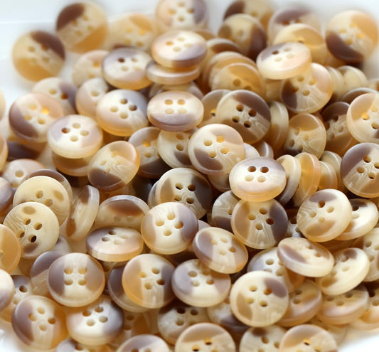 100pcs 15/32 Inch(11.5mm) Small Size Round Resin Buttons 4-Hole Flatback Yellow Brown Color Buttons for Shirts Blouse Garments DIY Crafts Projects