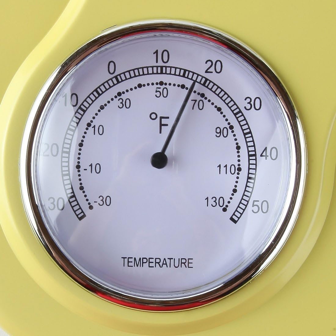 9 Inch x 12.5 Inch - Retro Kitchen Wall Clock, Vintage Wall Clock with a Thermometer and 60-Minute Timer, Ideal for Any Kitchen, Office, or Diner (Yellow)