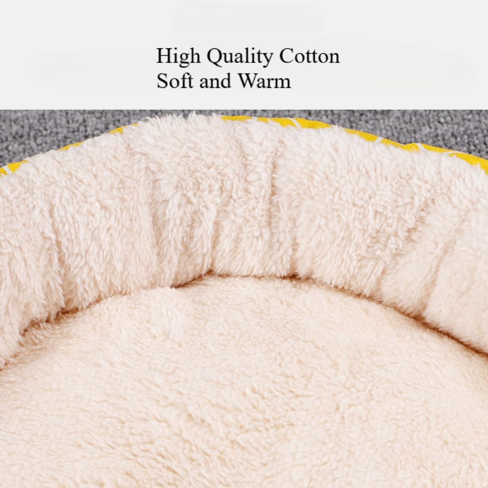 Cozy Cat Cave Bed with Jacquard Shag - Ultra-Soft, Machine-Washable Pet Bed for Indoor Cats & Small Dogs, Non-Slip Bottom, Calming Puppy/Kitten Nest(11.81''X3.94''X11.81'',Yellow)