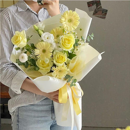 BBJ WRAPS Floral Tissue Paper for Flowers Bouquets, Waterproof Korean Tissue Paper Flower Wrapping, Non Woven for Flowers Floral Bouquet Wraps, 23x18 Inch - 40 Sheets (Yellow)