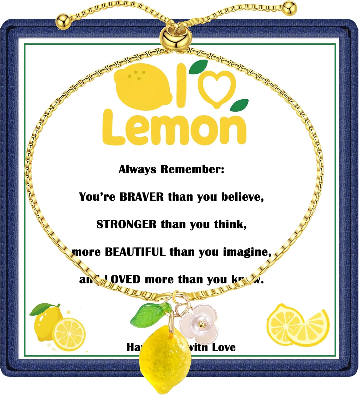 Dainty Yellow Lemon Bracelet for Women, Cute Fruit Lemon Charm, Exquisite Jewelry Gift for Birthday Christmas Friend Sister Mom Daughter Niece