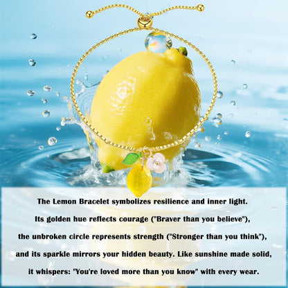 Dainty Yellow Lemon Bracelet for Women, Cute Fruit Lemon Charm, Exquisite Jewelry Gift for Birthday Christmas Friend Sister Mom Daughter Niece