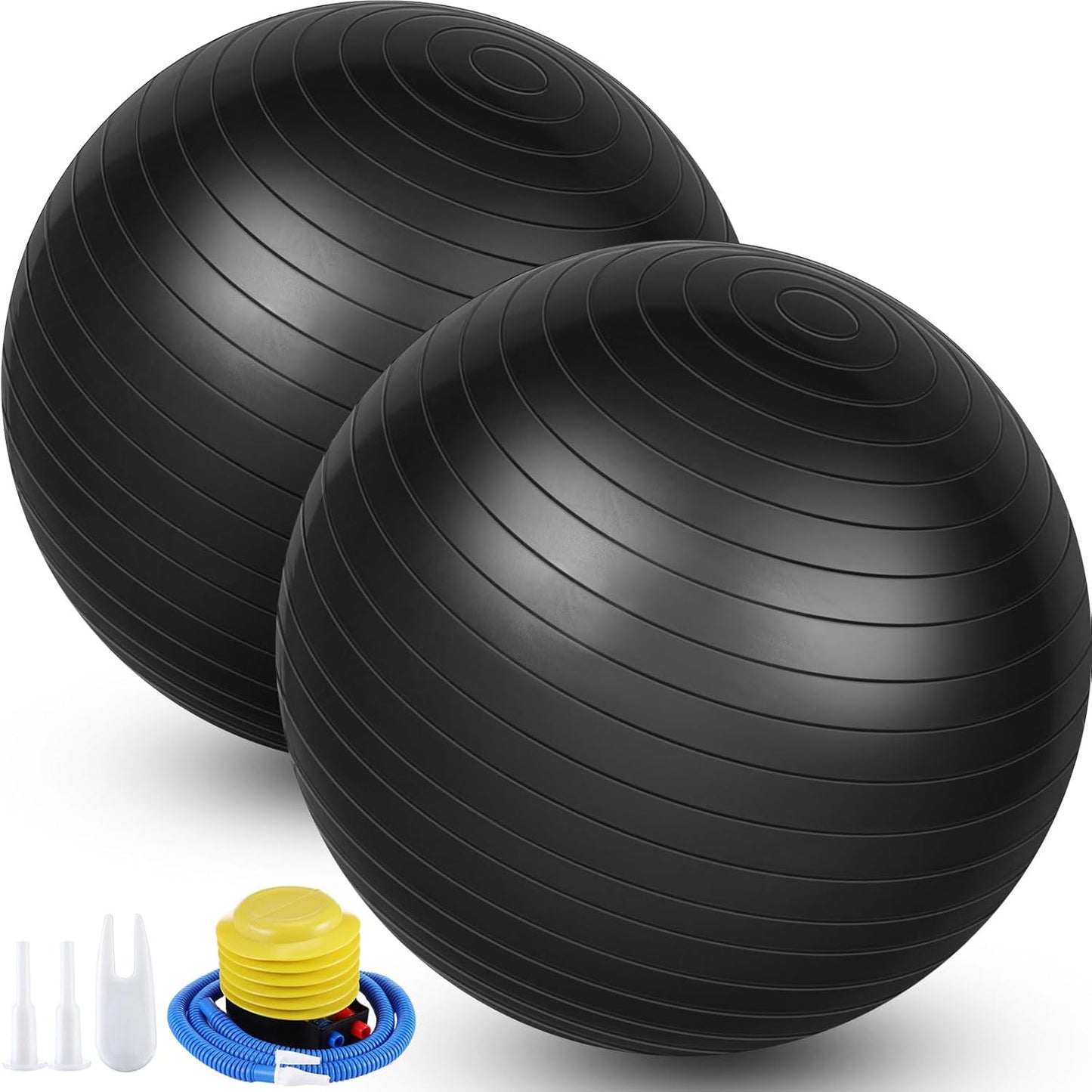2 Pcs Exercise Ball Yoga Ball with Pump 26 Inches/ 65 cm for Workout Pregnancy Stability Anti Burst Birthing Fitness Improved Posture, Balance, Yoga, Pilates, Training