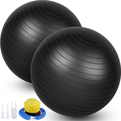 2 Pcs Exercise Ball Yoga Ball with Pump 26 Inches/ 65 cm for Workout Pregnancy Stability Anti Burst Birthing Fitness Improved Posture, Balance, Yoga, Pilates, Training