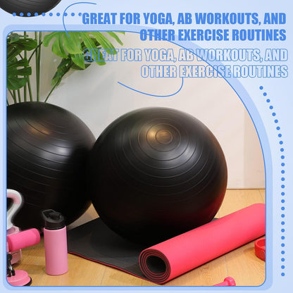 2 Pcs Exercise Ball Yoga Ball with Pump 26 Inches/ 65 cm for Workout Pregnancy Stability Anti Burst Birthing Fitness Improved Posture, Balance, Yoga, Pilates, Training