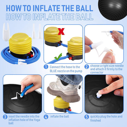 2 Pcs Exercise Ball Yoga Ball with Pump 26 Inches/ 65 cm for Workout Pregnancy Stability Anti Burst Birthing Fitness Improved Posture, Balance, Yoga, Pilates, Training