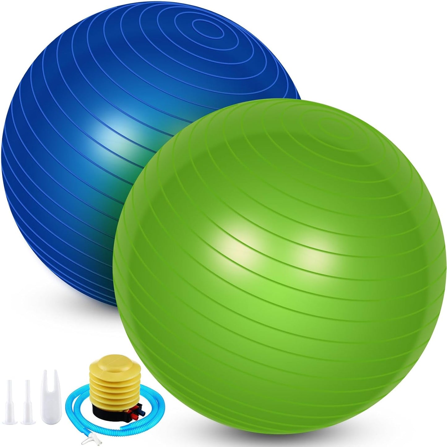 2 Pcs Exercise Ball Yoga Ball with Pump 26 Inches/ 65 cm for Workout Pregnancy Stability Anti Burst Birthing Fitness Improved Posture, Balance, Yoga, Pilates, Training