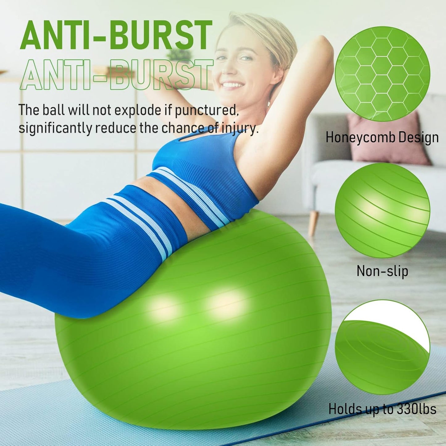 2 Pcs Exercise Ball Yoga Ball with Pump 26 Inches/ 65 cm for Workout Pregnancy Stability Anti Burst Birthing Fitness Improved Posture, Balance, Yoga, Pilates, Training
