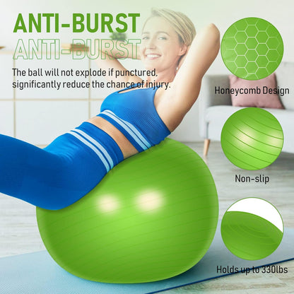 2 Pcs Exercise Ball Yoga Ball with Pump 26 Inches/ 65 cm for Workout Pregnancy Stability Anti Burst Birthing Fitness Improved Posture, Balance, Yoga, Pilates, Training
