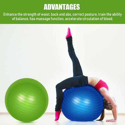 2 Pcs Exercise Ball Yoga Ball with Pump 26 Inches/ 65 cm for Workout Pregnancy Stability Anti Burst Birthing Fitness Improved Posture, Balance, Yoga, Pilates, Training