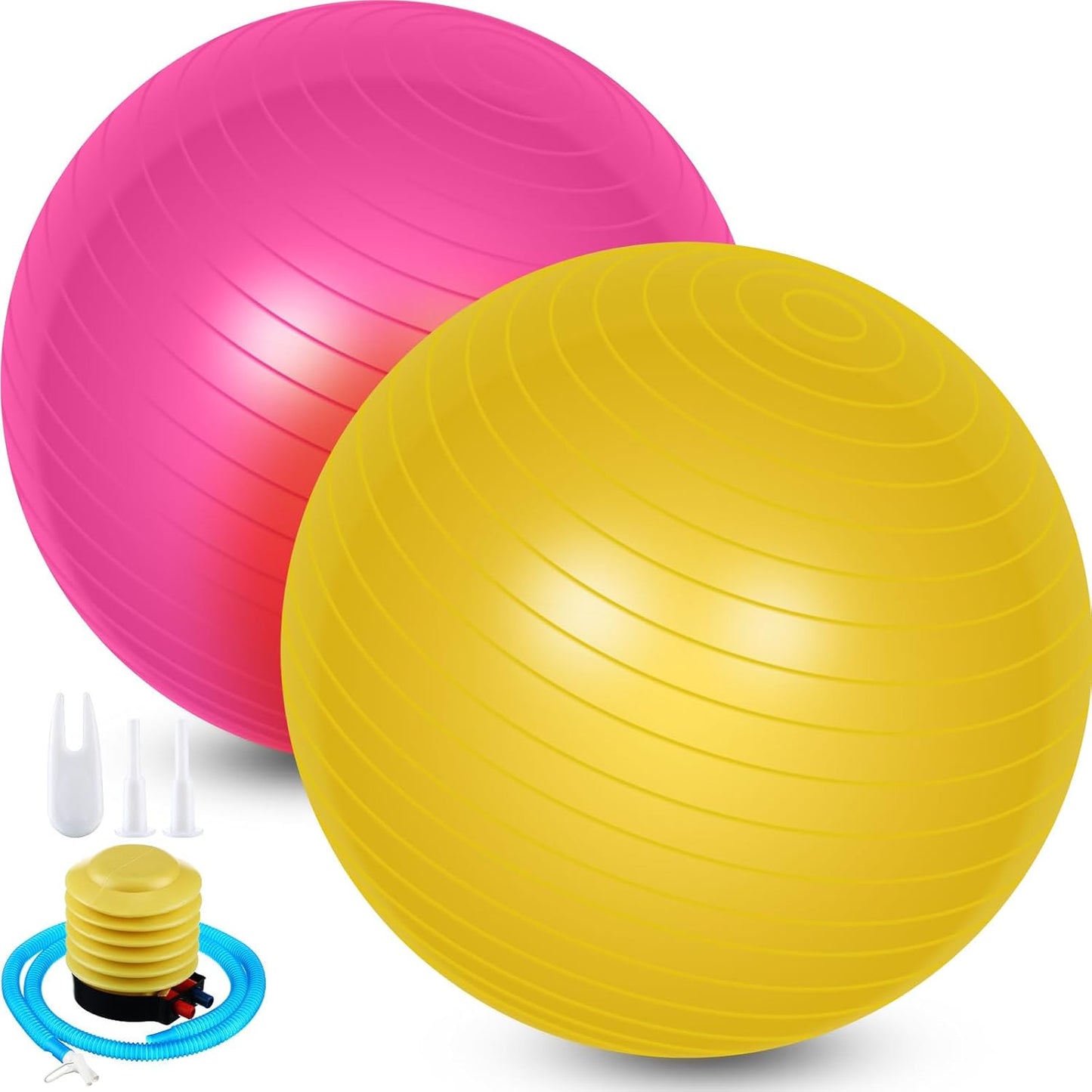 2 Pcs Exercise Ball Yoga Ball with Pump 26 Inches/ 65 cm for Workout Pregnancy Stability Anti Burst Birthing Fitness Improved Posture, Balance, Yoga, Pilates, Training