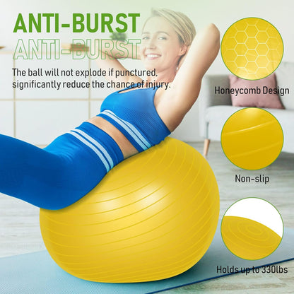 2 Pcs Exercise Ball Yoga Ball with Pump 26 Inches/ 65 cm for Workout Pregnancy Stability Anti Burst Birthing Fitness Improved Posture, Balance, Yoga, Pilates, Training