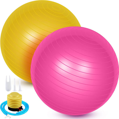 2 Pcs Exercise Ball Yoga Ball with Pump 26 Inches/ 65 cm for Workout Pregnancy Stability Anti Burst Birthing Fitness Improved Posture, Balance, Yoga, Pilates, Training