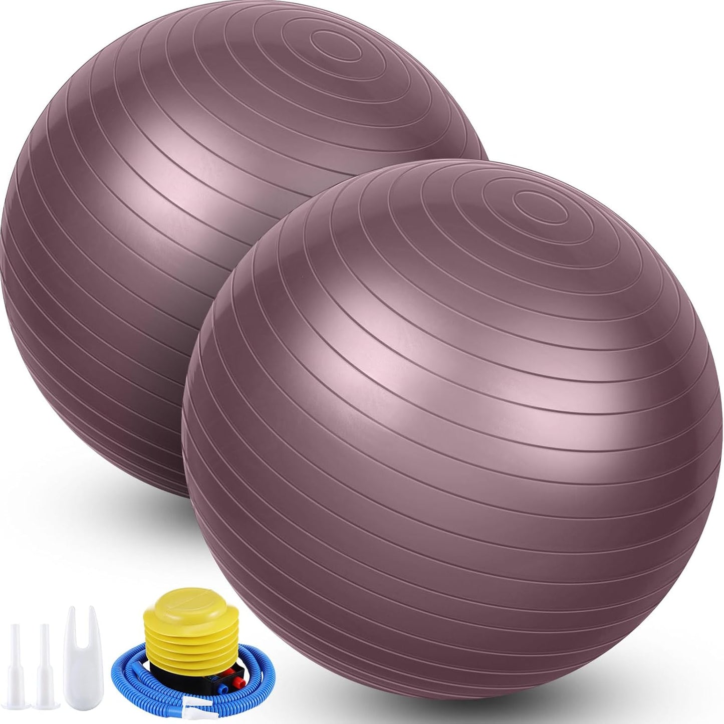 2 Pcs Exercise Ball Yoga Ball with Pump 26 Inches/ 65 cm for Workout Pregnancy Stability Anti Burst Birthing Fitness Improved Posture, Balance, Yoga, Pilates, Training