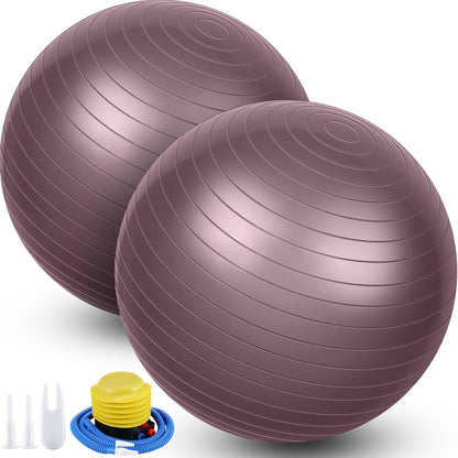2 Pcs Exercise Ball Yoga Ball with Pump 26 Inches/ 65 cm for Workout Pregnancy Stability Anti Burst Birthing Fitness Improved Posture, Balance, Yoga, Pilates, Training