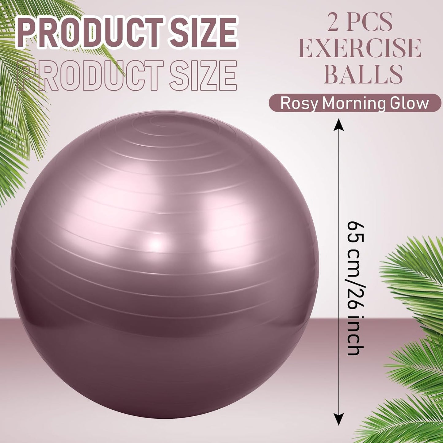 2 Pcs Exercise Ball Yoga Ball with Pump 26 Inches/ 65 cm for Workout Pregnancy Stability Anti Burst Birthing Fitness Improved Posture, Balance, Yoga, Pilates, Training