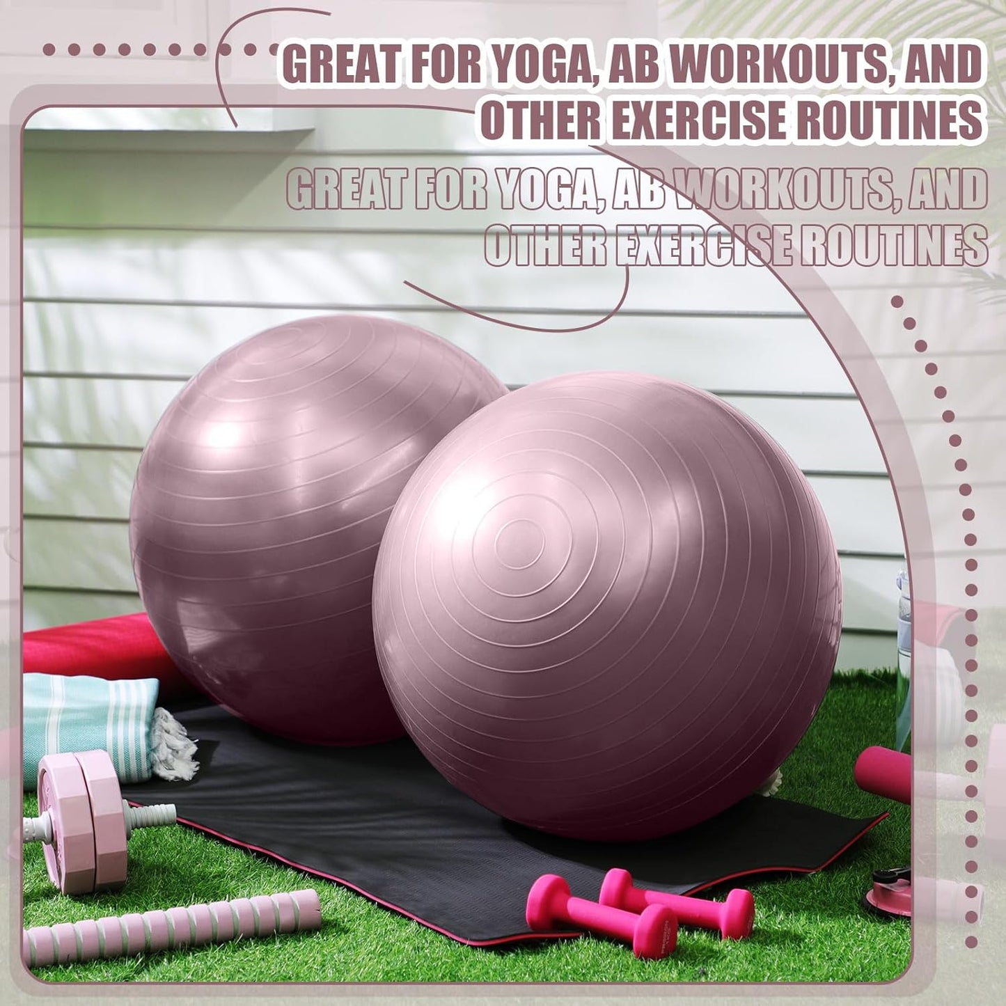 2 Pcs Exercise Ball Yoga Ball with Pump 26 Inches/ 65 cm for Workout Pregnancy Stability Anti Burst Birthing Fitness Improved Posture, Balance, Yoga, Pilates, Training