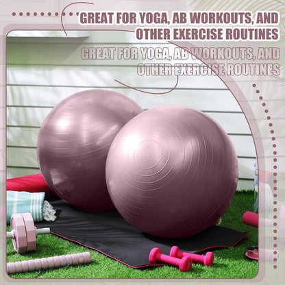 2 Pcs Exercise Ball Yoga Ball with Pump 26 Inches/ 65 cm for Workout Pregnancy Stability Anti Burst Birthing Fitness Improved Posture, Balance, Yoga, Pilates, Training