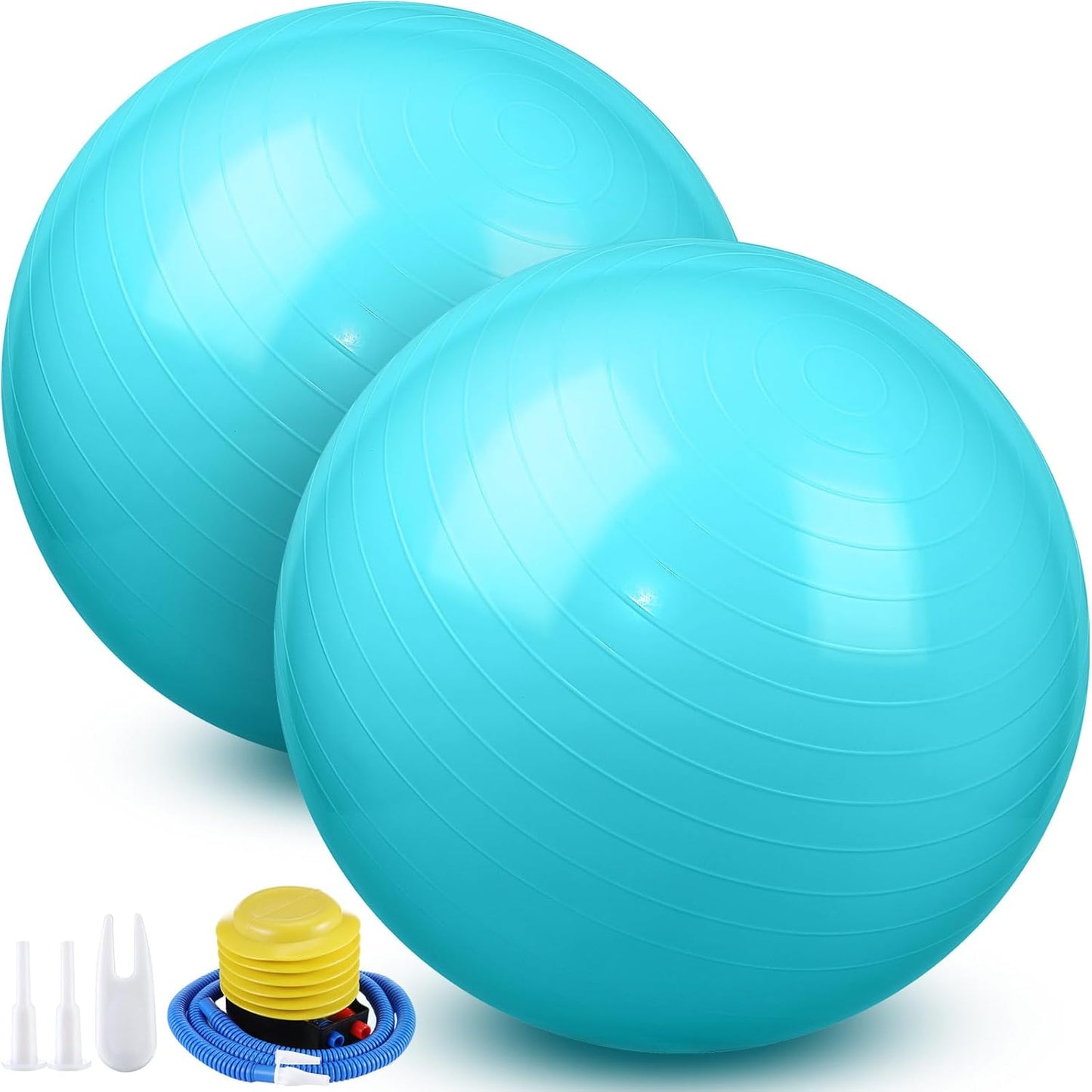 2 Pcs Exercise Ball Yoga Ball with Pump 26 Inches/ 65 cm for Workout Pregnancy Stability Anti Burst Birthing Fitness Improved Posture, Balance, Yoga, Pilates, Training