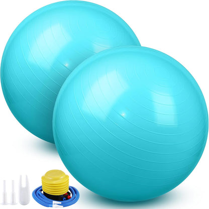 2 Pcs Exercise Ball Yoga Ball with Pump 26 Inches/ 65 cm for Workout Pregnancy Stability Anti Burst Birthing Fitness Improved Posture, Balance, Yoga, Pilates, Training