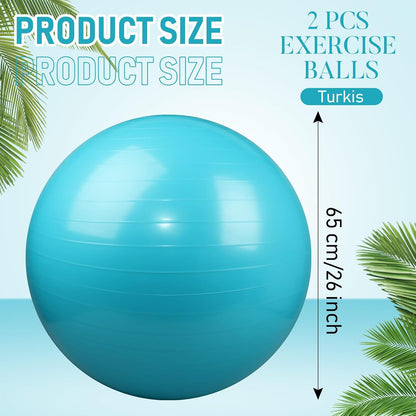 2 Pcs Exercise Ball Yoga Ball with Pump 26 Inches/ 65 cm for Workout Pregnancy Stability Anti Burst Birthing Fitness Improved Posture, Balance, Yoga, Pilates, Training