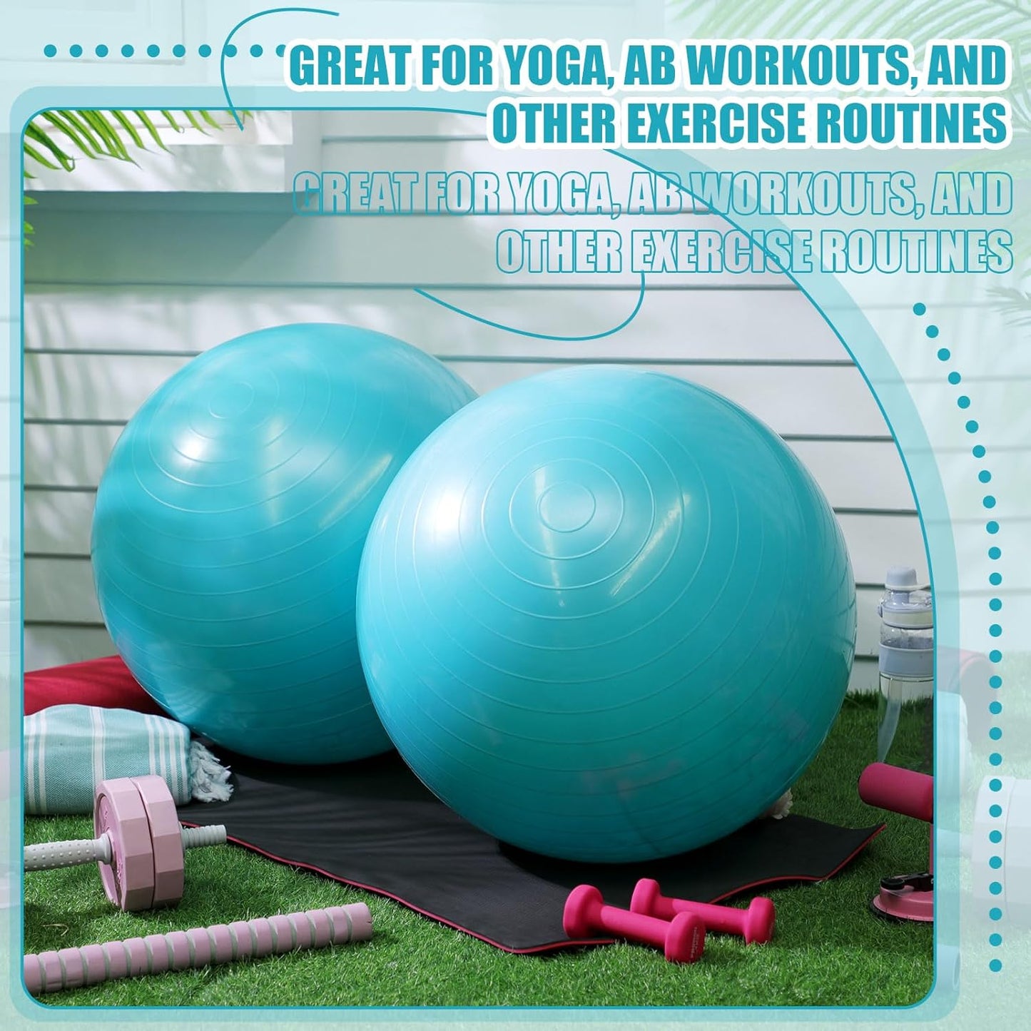 2 Pcs Exercise Ball Yoga Ball with Pump 26 Inches/ 65 cm for Workout Pregnancy Stability Anti Burst Birthing Fitness Improved Posture, Balance, Yoga, Pilates, Training
