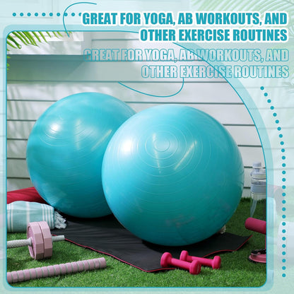 2 Pcs Exercise Ball Yoga Ball with Pump 26 Inches/ 65 cm for Workout Pregnancy Stability Anti Burst Birthing Fitness Improved Posture, Balance, Yoga, Pilates, Training