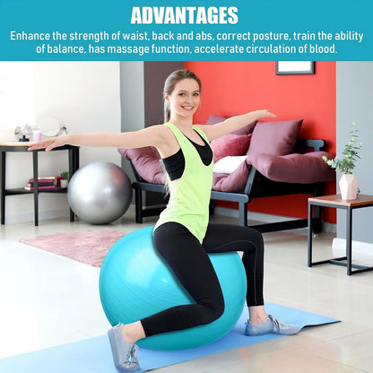 2 Pcs Exercise Ball Yoga Ball with Pump 26 Inches/ 65 cm for Workout Pregnancy Stability Anti Burst Birthing Fitness Improved Posture, Balance, Yoga, Pilates, Training