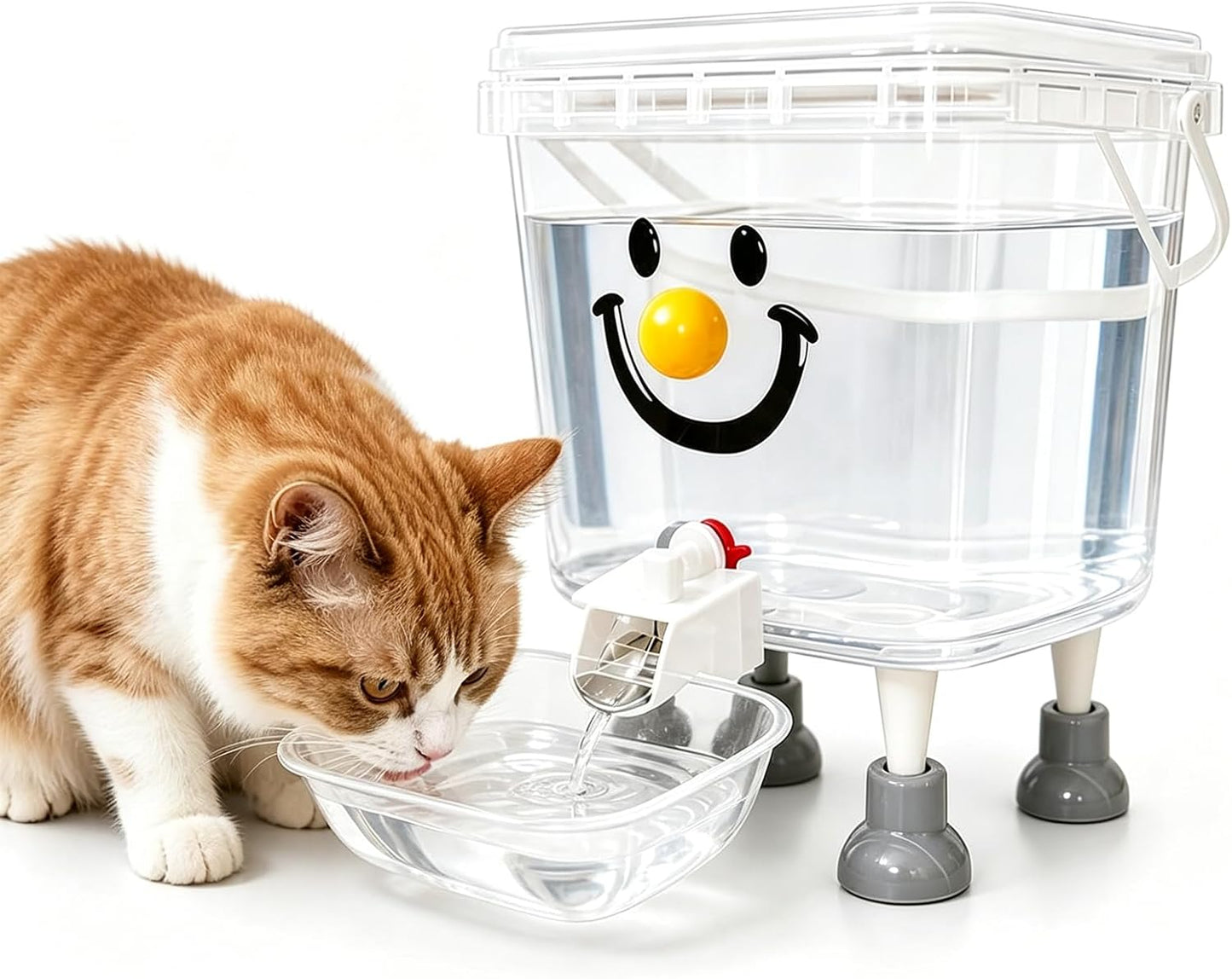 Pet Water Dispenser with Large Capacity, Modern Styles Automatic Pet Water Dispenser for Dogs and Cats, Food Feeder, Pet Waterer with Automatic Water Filling for Home Living Room，Yellow Nose 5L
