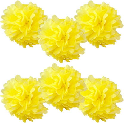 Set of 6 - Yellow 16" - (6 Pack) Tissue Pom Poms Flower Party Decorations for Weddings, Birthday, Bridal, Baby Showers, Nursery, Décor, Halloween