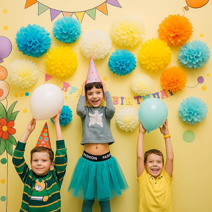 Set of 6 - Yellow 16" - (6 Pack) Tissue Pom Poms Flower Party Decorations for Weddings, Birthday, Bridal, Baby Showers, Nursery, Décor, Halloween