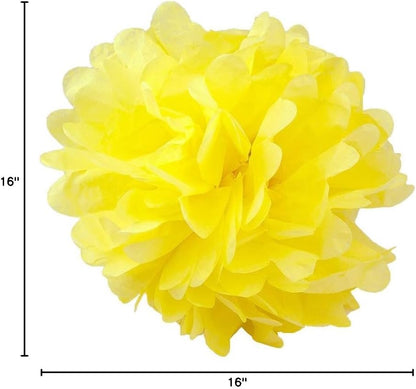Set of 6 - Yellow 16" - (6 Pack) Tissue Pom Poms Flower Party Decorations for Weddings, Birthday, Bridal, Baby Showers, Nursery, Décor, Halloween